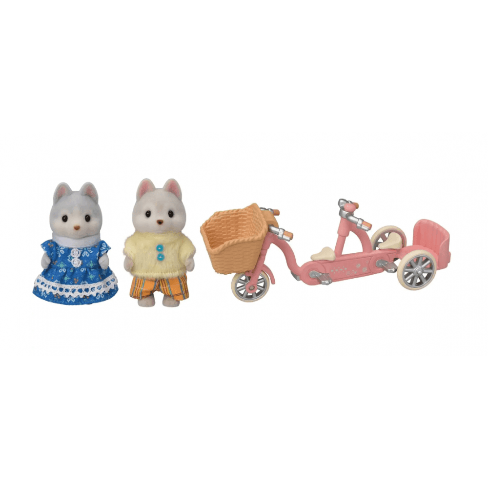 Sylvanian Families – Tandem Cycling Set - Husky Sister & Brother