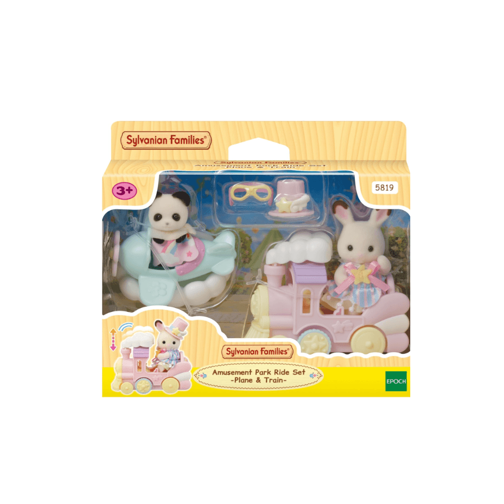 Sylvanian Families Amusement Park Ride Set – Plane & Train Set