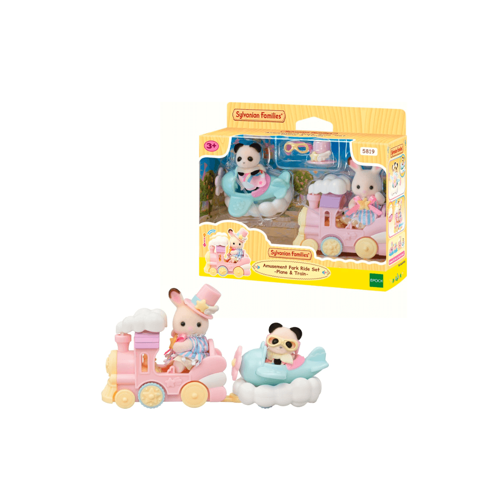 Sylvanian Families Amusement Park Ride Set – Plane & Train Set